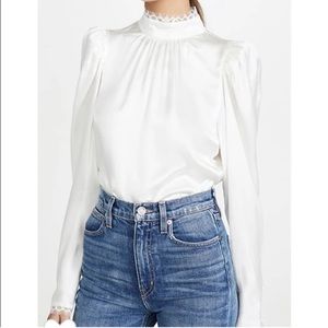 Frame Silk Lace Cuff Blouse Top Sz Large